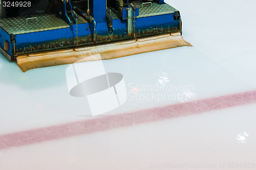 Image of The machine for resurfacing ice in stadium