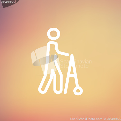 Image of Disabled person with walker thin line icon