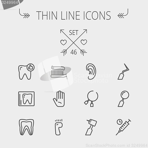 Image of Medicine thin line icon set