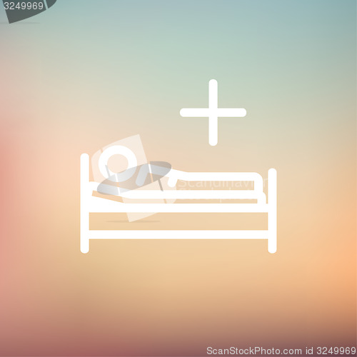 Image of Medical bed with patient thin line icon