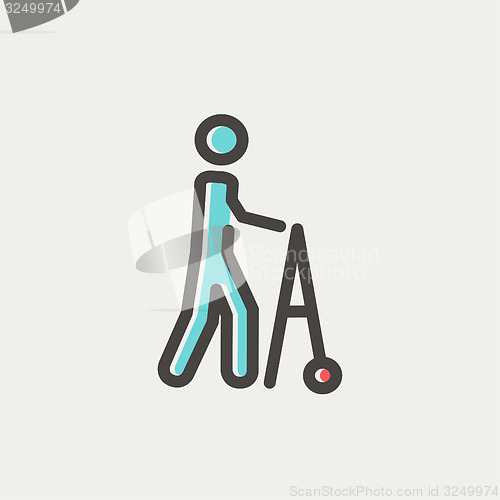 Image of Disabled person with walker thin line icon