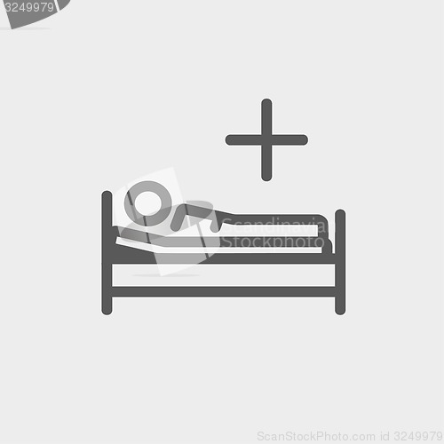 Image of Medical bed with patient thin line icon