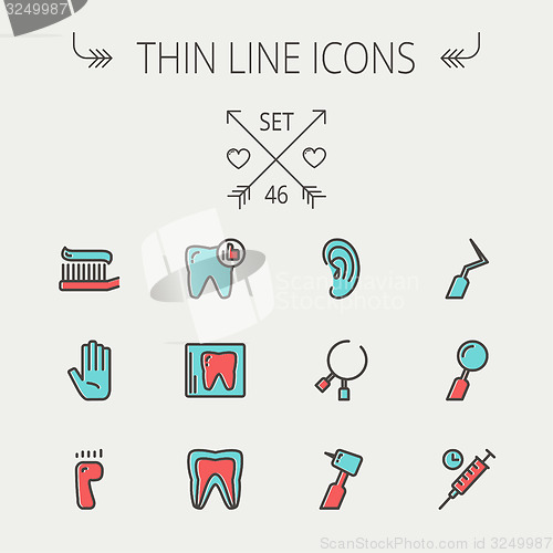 Image of Medicine thin line icon set