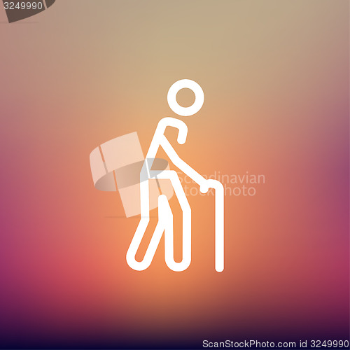 Image of Man with Cane thin line icon
