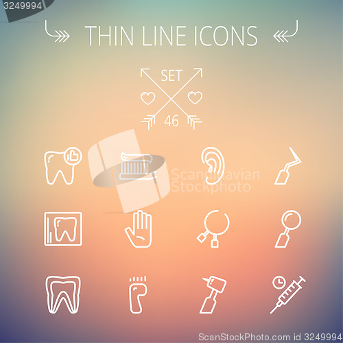 Image of Medicine thin line icon set