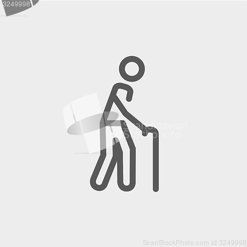 Image of Man with Cane thin line icon