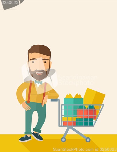 Image of Man with shopping cart