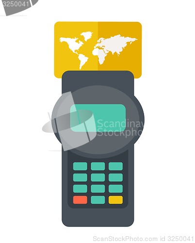 Image of Credit card terminal with cards