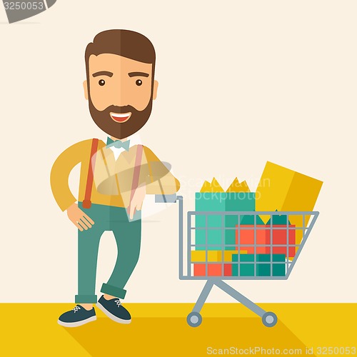 Image of Man with shopping cart