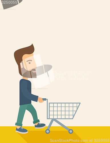 Image of Man with empty cart.