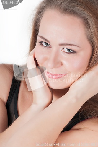 Image of Cheerful woman with fresh clear skin