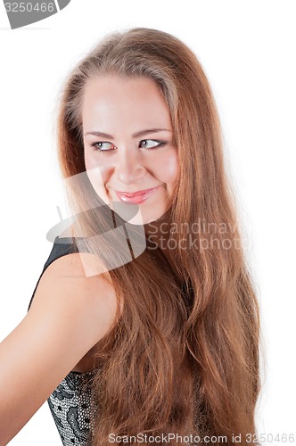 Image of Pretty woman looking back over her shoulder