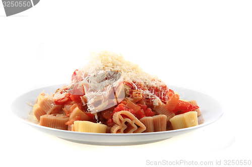 Image of pasta with olives and tomatoes