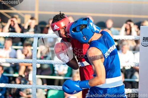 Image of A boxing match between Alayn Limonta (Havana, Cuba) and Mamedov Gabil (Orenburg, Russia)