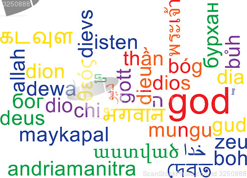 Image of God multilanguage wordcloud background concept