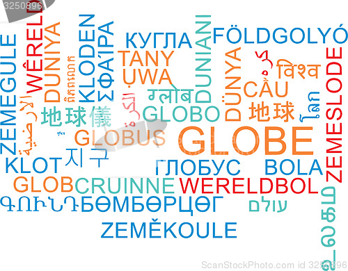 Image of Globe multilanguage wordcloud background concept