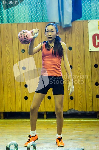 Image of The girl in the kettlebell sport