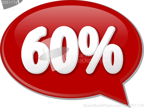 Image of Sixty percent word speech bubble illustration