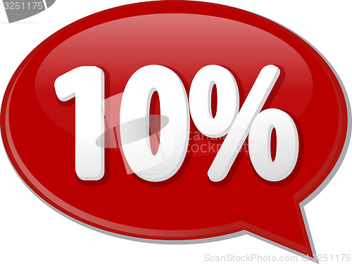 Image of Ten percent word speech bubble illustration