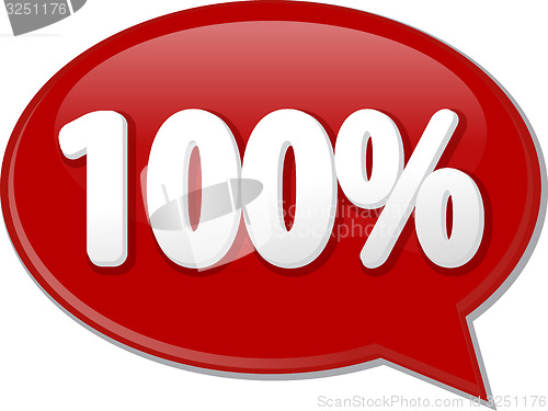 Image of One hundred percent word speech bubble illustration