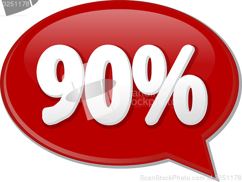 Image of Ninety percent word speech bubble illustration