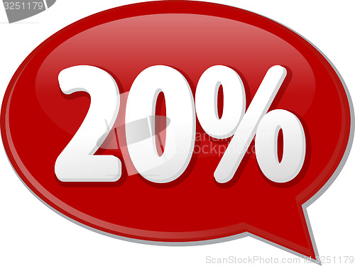 Image of Twenty percent word speech bubble illustration