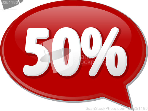 Image of Fifty percent word speech bubble illustration