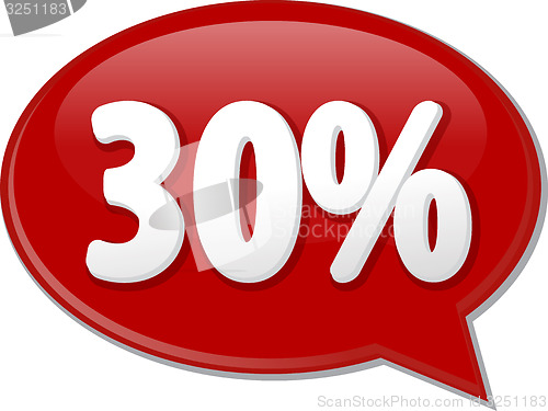 Image of Thirty percent word speech bubble illustration