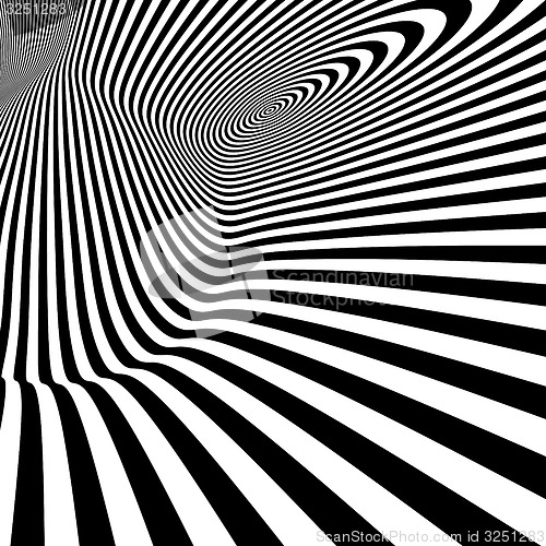 Image of Pattern with optical illusion. Black and white background. 