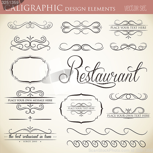Image of calligraphic design elements to embellish your layout