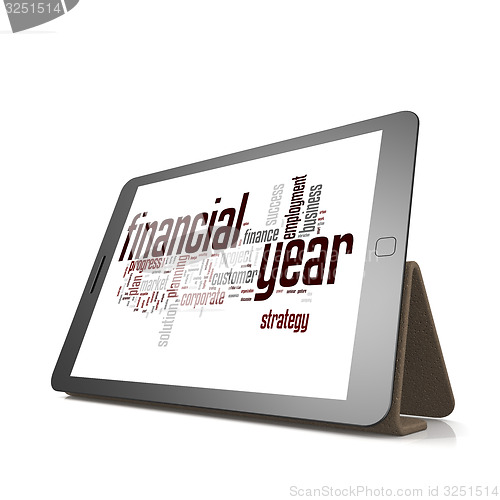 Image of Financial year word cloud on tablet