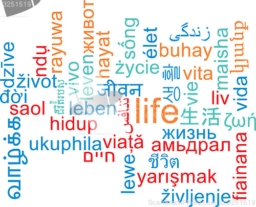 Image of Life multilanguage wordcloud background concept