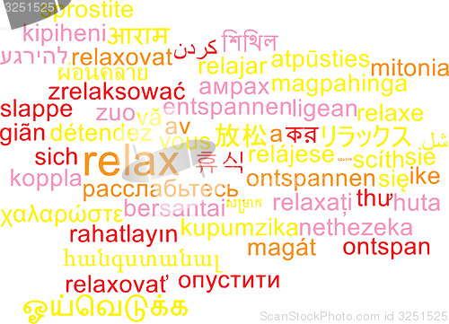 Image of Relax multilanguage wordcloud background concept