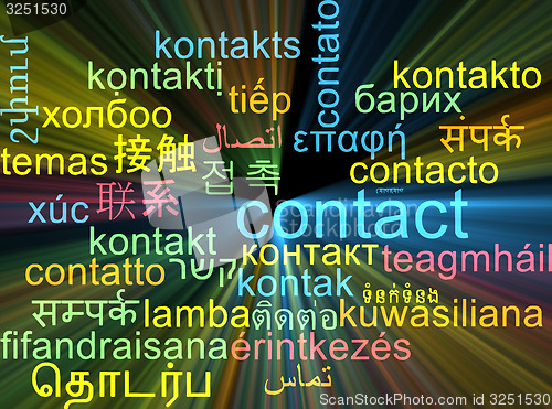 Image of Contact multilanguage wordcloud background concept glowing