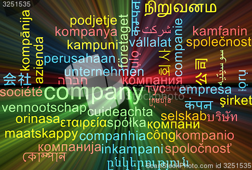 Image of Company multilanguage wordcloud background concept glowing