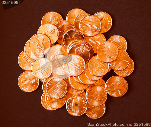 Image of Retro look Dollar coins 1 cent wheat penny cent