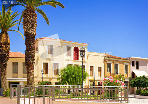 Image of Building on the square of the Spa town, the island of Crete.