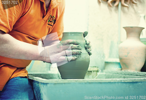Image of People at work: the production of ceramic vases on a Potter\'s wh