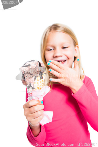 Image of Girl holding chocolate ice cream