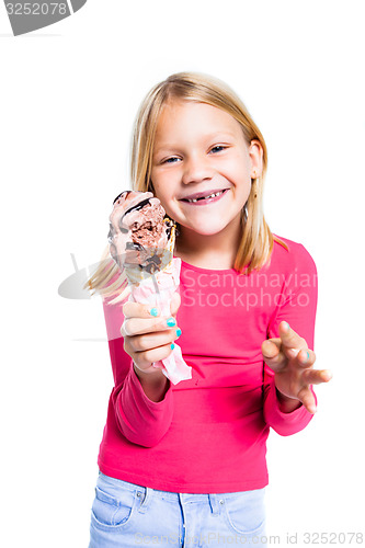 Image of Girl holding chocolate ice cream