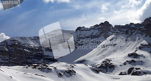 Image of Panoramic view on snowy rocks