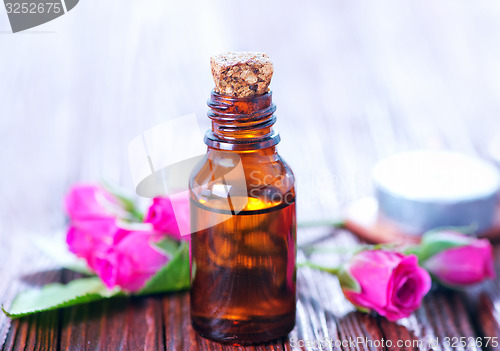Image of rose oil in bottle 