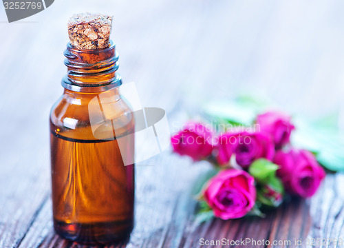 Image of rose oil in bottle 