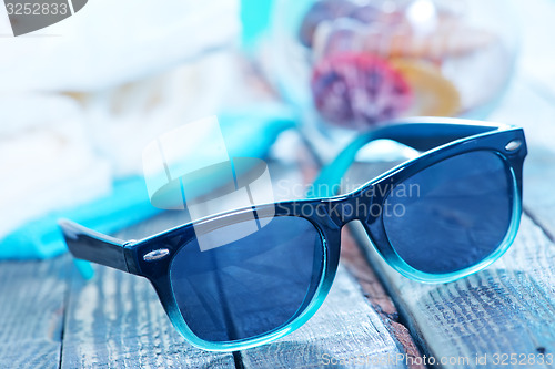 Image of sun glasses and flip flops 