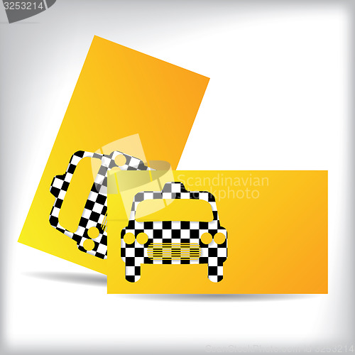 Image of Taxi business card design with cutout car shape