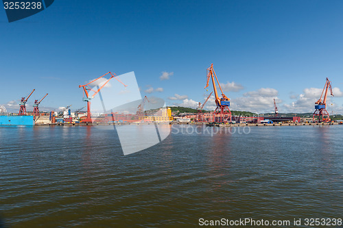 Image of Large industrial shipping harbour in Gothenburg, Sweden