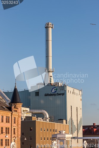 Image of Gothenburg, Sweden - June 07, 2014: Large industrial shipping harbour in Gothenburg