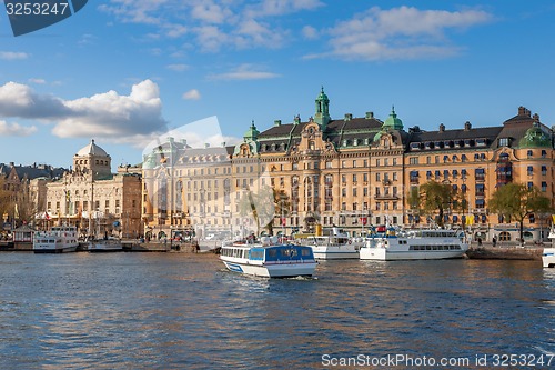 Image of Stockholm, Sweden - April 30, 2011:  view on the harbor part of Stockholm city.