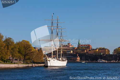 Image of Stockholm, Sweden - April 30, 2011: Sailing vessel &quot;Af Chapman&quot; (constructed in 1888) on Skeppsholmen