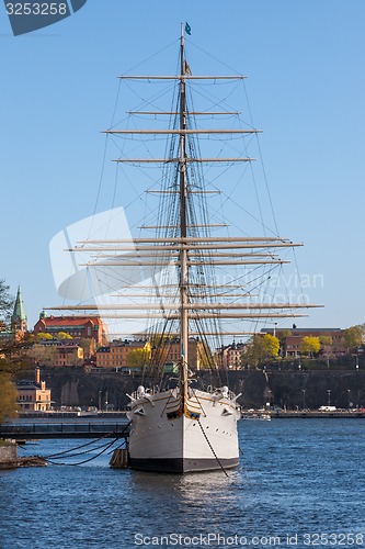 Image of Stockholm, Sweden - April 30, 2011: Sailing vessel &quot;Af Chapman&quot; (constructed in 1888) on Skeppsholmen